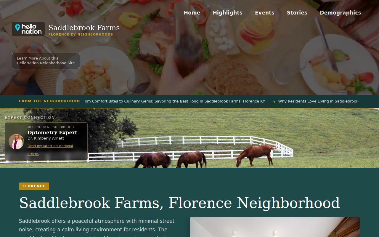Saddlebrook Farms Neighborhood Association public website for Florence neighbors