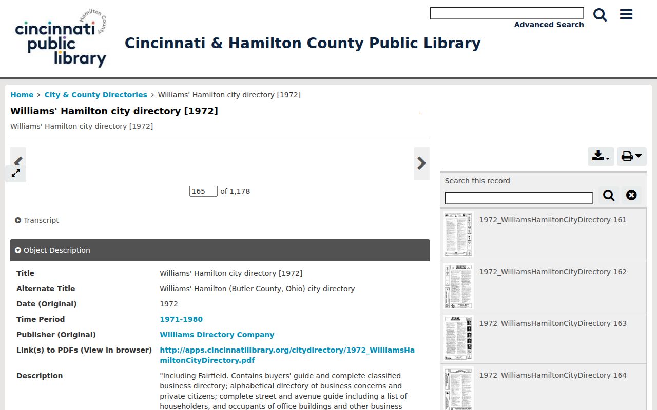 Digitized 1972 regional directory containing Florence address entries
