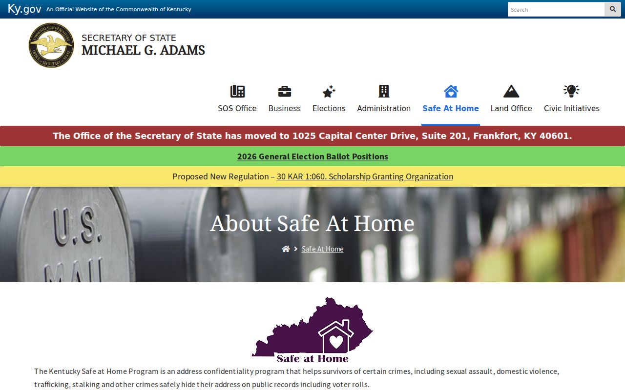 Kentucky Safe at Home information for protected Florence resident addresses